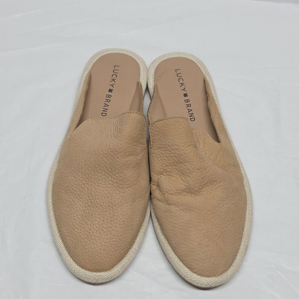 Lucky Brand Aysley Womens Shoes Tan Nubuck Leather Slip On Mule Pointed Toe 6.5M